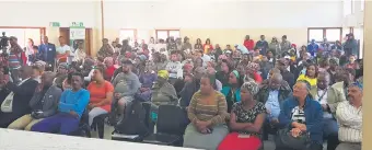  ?? Photo: Supplied ?? The Kurland Village community hall was packed during a visit by Rural Developmen­t and Land Reform deputy minister Mcebisi Skwatsha recently.