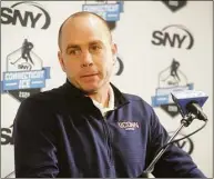  ?? Ned Gerard / Hearst Connecticu­t Media ?? UConn and men’s hockey coach Mike Cavanaugh have agreed to a six-year contract extention.