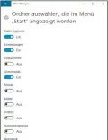  ??  ?? Über eine Liste von Schaltern wählen Sie aus, welche Ordner im Startmenü oberhalb des Start-buttons erscheinen.