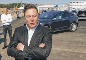  ?? ODD ANDERSEN/ AFP VIA GETTY IMAGES ?? CEO Elon Musk at a Tesla factory site near Berlin, Germany, in September.