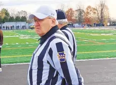  ?? KEITH GROLLER/THE MORNING CALL ?? Glenn Rissmiller gets set to take the field Thursday morning at Catasauqua to work his final high school football game after 51 seasons.