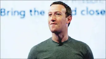  ?? AP PHOTO ?? Breaking more than four days of silence, Facebook CEO Mark Zuckerberg admitted mistakes and outlined steps to protect user data in light of a privacy scandal involving a Trump-connected data-mining firm.