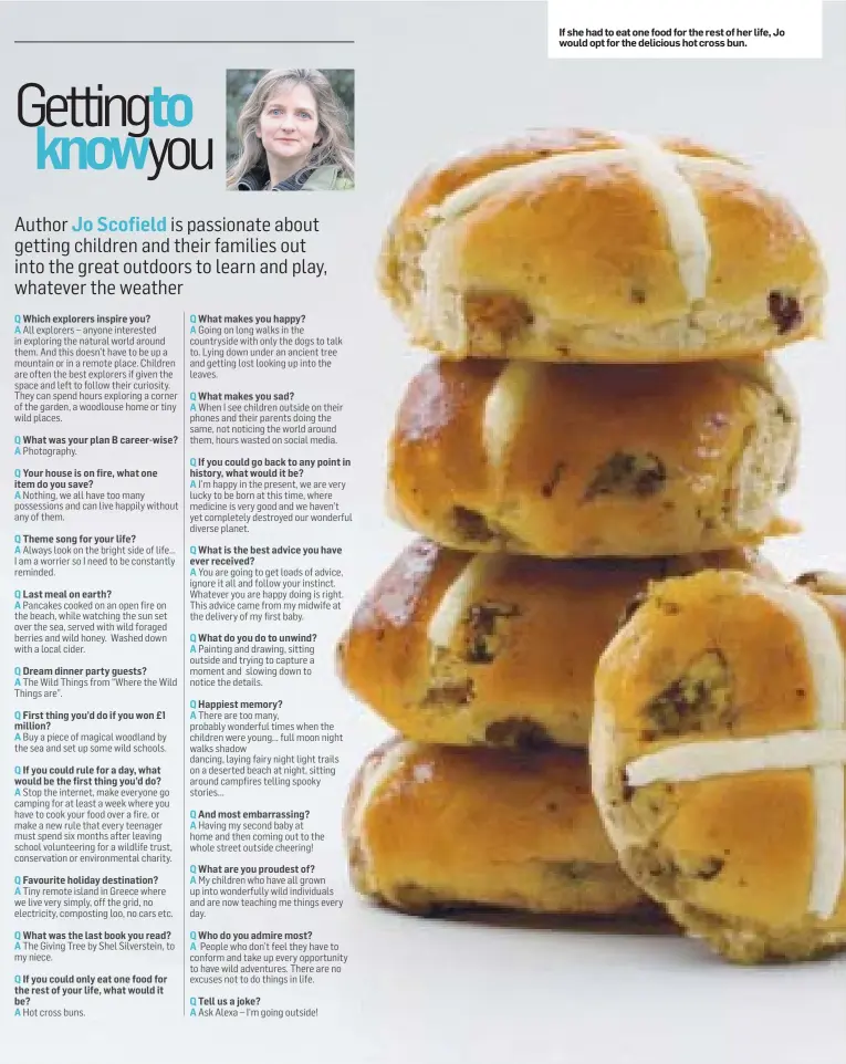  ??  ?? If she had to eat one food for the rest of her life, Jo would opt for the delicious hot cross bun.