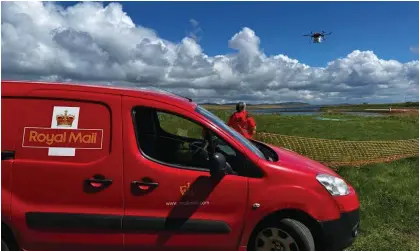  ?? ?? Using drones allows Royal Mail to provide a faster service, avoiding ferries or air services subject to weather cancellati­ons, tides and timetables. Photograph: Maggie Mullan/Royal Mail