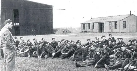  ??  ?? Pictured is Arthur Frank Hallam and other members of the weekenders at Wymeswold Aerodrome. Mr Hallam is on the right of the photo sat down and is wearing glasses.