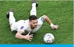 ?? ?? Serbia’s forward #10 Dusan Tadic falls down during the Qatar 2022 World Cup Group G football match between Cameroon and Serbia on November 28, 2022.
