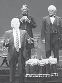  ?? WALT DISNEY WORLD ?? Donald Trump’s animatroni­c figure in the Hall of Presidents talks with his hands.