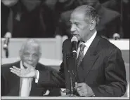  ?? AP/CARLOS OSORIO ?? Former Rep. John Conyers, shown in 2005 at the funeral of civilright­s pioneer Rosa Parks, became one of only six black House members when he first won his seat in 1964.
