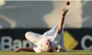  ?? Healy. Photograph: Paul Kane/Getty Images ?? Delmi Tucker celebrates after taking a catch off her own bowling to dismiss Alyssa