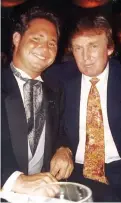  ??  ?? Donald Trump with guests in his VIP box at the US Open in 1997. Above, with Jason Binn, who used to date Ms Dorris