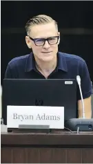  ?? SEAN KILPATRICK, THE CANADIAN PRESS ?? Rock star Bryan Adams, at a parliament­ary committee in Ottawa, says he likely would not benefit from a change in the copyright law, but budding artists would.