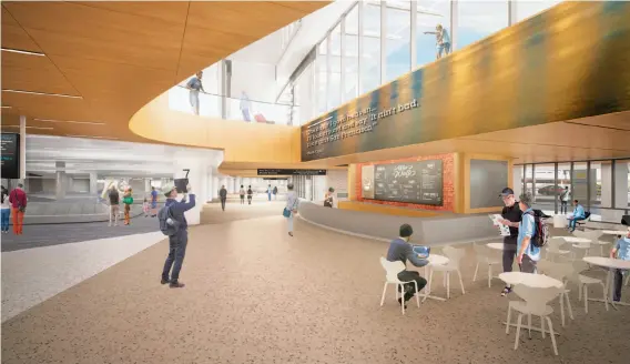  ?? Gensler ?? A rendering shows the conceptual design for the baggage claim area at SFO’s Terminal 1. The terminal will be rebuilt in stages, to be completed by 2022.