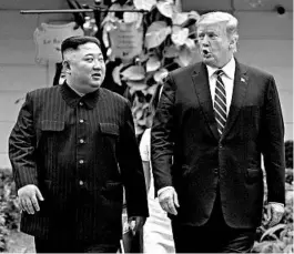  ?? EVAN VUCCI/AP ?? President Trump, right, and North Korean leader Kim Jong Un have not met since February, when talks broke down at their summit in Hanoi, Vietnam.