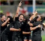  ??  ?? Feilding’s Sarah Goss celebrates after winning the women’s World Cup with the Black Ferns.