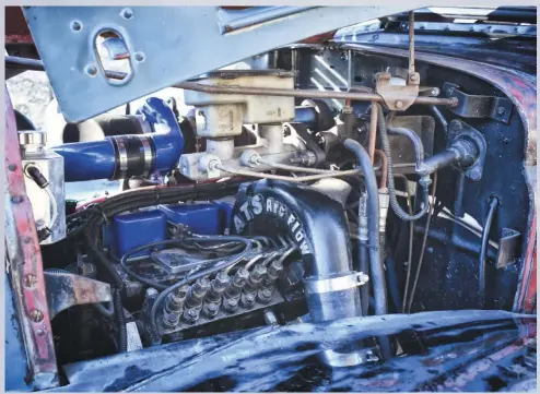  ??  ?? The 5.9L Cummins 12v is stock, save for a few minor upgrades. Some timing has been added to the engine, as well as a FASS 150 lift pump, governor springs, and valvesprin­gs that enable the engine to rev past 3,000 rpm before a shift. Power is estimated at 300hp at the flywheel, and around 700lb-ft of torque.