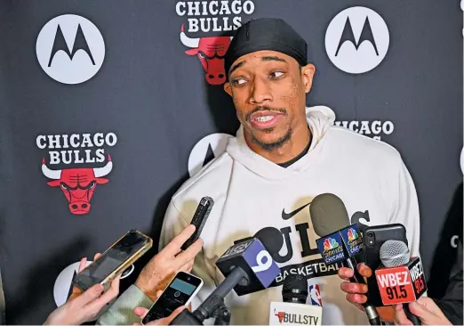  ?? GETTY IMAGES ?? Bulls forward DeMar DeRozan shot only 4-for-12 from the field and was limited to 15 points Thursday against the Hornets after being named an All-Star reserve.