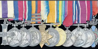  ??  ?? The medals awarded to Lieutenant Colonel John Whammond are expected to fetch up to £12,000.