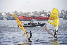  ??  ?? Pakistani Naval personnel patrol during a flag-raising ■ ceremony prior to the start of the multinatio­nal exercise.