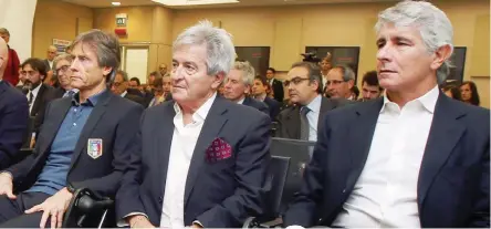  ??  ?? Gabriele Oriali (62 anni), Giancarlo De Sisti (72) e Andrea Abodi (55) in un momento della conferenza tenuta ieri al Corriere dello Sport-Stadio