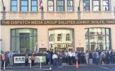  ?? KIMBALL PERRY/COLUMBUS DISPATCH ?? John F. Wolfe’s funeral procession passes The Dispatch building at 34 S. Third St. on June 30, 2016.