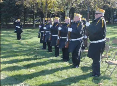  ??  ?? Members of the Saratoga National Cemetery Honor Guard Associatio­n participat­e in the 20th annual Veterans Day ceremony at the Gerald B.H. Solomon Saratoga National Cemetery.