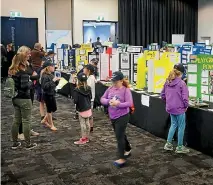  ?? GRANT MATTHEW/STUFF ?? About 160 students attended the Taranaki Science Fair 2017 held at the Devon Hotel in New Plymouth.