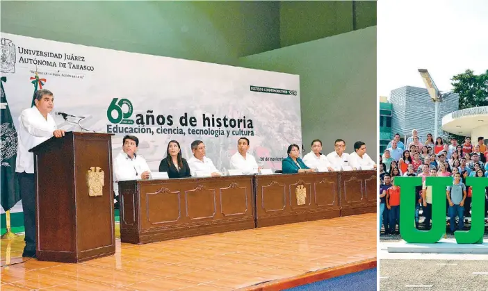  ??  ?? El rector José Manuel Piña Gutiérrez destacó el desarrollo constante de la universida­d tabasqueña, gracias al trabajo de su comunidad y reflejado en su calidad.