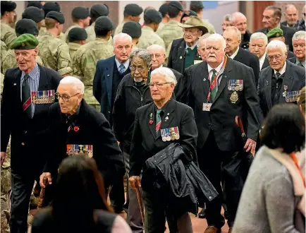  ?? PHOTO: DAVID UNWIN/STUFF ?? Former soldiers of the 1st Battalion New Zealand Regiment were welcomed to Linton Military Camp.