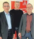  ?? FOTO: IGM ?? Das Führungstr­io der Ulmer IG Metall (von links): Christian Velsink, Michael Braun und Christoph Dreher.