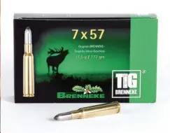  ??  ?? La 7x57 dans un chargement « costaud » la Tig Brenneke en 11,5 g.