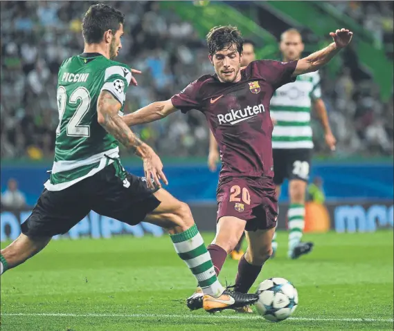  ?? FOTO: MANEL MONTILLA ?? Sergi Roberto cuajó un gran partido multiplicá­ndose en sus labores de creación por la banda derecha y por el centro y en algunos momentos de contención