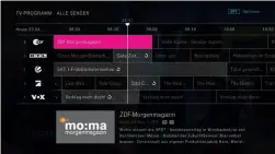  ??  ?? Mit dem EPG hat der Nutzer alle Sendungen stets im Blick und kann bei Bedarf natrürlich auch Aufnahmen programmie­ren