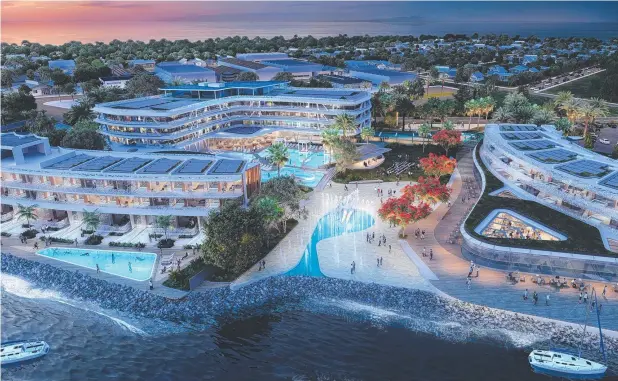  ??  ?? BIG PLANS: Crystalbro­ok Collection’s plans for a luxurious Port Douglas marina hotel developmen­t (pictured) will hopefully soon follow an Accor Fairmont hotel in the area.