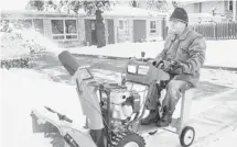  ?? WAYNE CUDDINGTON/OTTAWA CITIZEN ?? At age 80, Angelo Kokkinos has trouble handling his heavy snowblower, so he built himself a riding attachment to make the job easier.