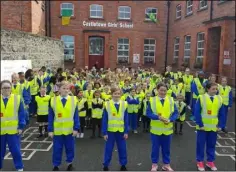  ??  ?? Pupils of Castletown Girls School taking part in their video.