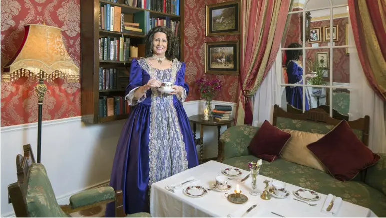  ??  ?? ‘When the early episodes were on, showing tea in a lovely drawing room, I realised I wanted people to experience the same thing, in the same kind of dress,’ says Audrey Whelan. Photo: Tony Gavin
