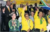  ?? Picture: GALLO IMAGES/LEE WARREN ?? MILESTONE: Janine van Wyk, Desiree Ellis and Emma Hendricks during the Banyana welcome press conference in Johannesbu­rg. Banyana were picked in GroupB at the World Cup draw.