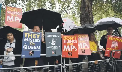 ?? Picture: EPA-EFE ?? VICTORY. Pro-remain protesters outside Supreme Court for the result of a hearing on the prorogatio­n of parliament, in London yesterday The Supreme Court ruled that the suspension of parliament by British Prime Minister Boris Johnson was unlawful.