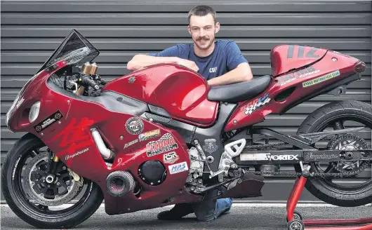  ?? PHOTO: GREGOR RICHARDSON ?? Plenty of power . . . Cole Scammell, with his Suzuki Hayabusa, is all set to compete in the Burt Munro Challenge at Teretonga this week.