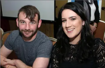  ??  ?? Paul Gannon and Gill Murphy at the table quiz hosted by Pricewater­houseCoope­rs in aid of Wexford Hospice Homecare in the Riverbank House Hotel.