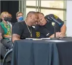  ?? Ariana Shchuka/Post-Gazette ?? Leon Ford, left and Pittsburgh Police Chief Scott Schubert at August Wilson African American Cultural Center.