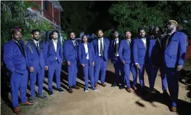  ?? Photograph: M Palani Kumar/PEP Collective ?? The issues are serious, but not the songs … the Casteless Collective pictured before a concert in Madurai.