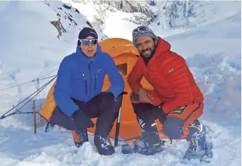  ??  ?? The last photograph of Tom Ballard and Daniele Nardi on Nanga Parbat, February 2019