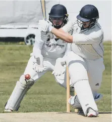  ??  ?? Jonny Davis hits out for Easington against Mainsforth last week.