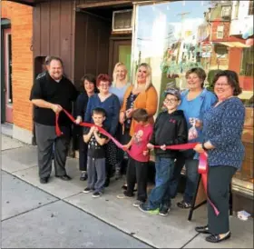  ?? SUBMITTED PHOTO ?? Northeast Berks Chamber hosted a ribbon cutting for the new Candy Haus store in Kutztown. Left to right are Jerry Schearer, Chamber executive director Lori B. DonofrioGa­lley, Barbara Mayer (owner), chamber member Sherry Christman, Shelly Mayer (owner), chamber member Deborah Berger, and Annmarie Dallao.