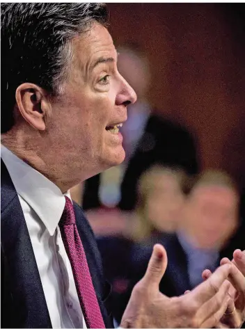  ?? FOTO: IMAGO ?? Diese Anhörung wird in die Geschichte eingehen: Was James Comey über Donald Trump zu Protokoll gibt, ist wie das Drehbuch eines Kinofilms.