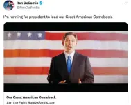  ?? Photo: Handout ?? A screen capture of a tweet by Ron DeSantis with the phrase “Great American Comeback”, which Trump used in 2020.