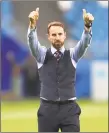  ?? Alex Morton / Getty Images ?? England coach Gareth Southgate celebrates after his team’s victory over Sweden.