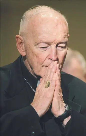  ?? Picture: AP PHOTO ?? US prelate Theodore McCarrick has been suspended from any public ministry by the Pope. The cardinal is accused of repeatedly sexually abusing both boys and adult seminarian­s.