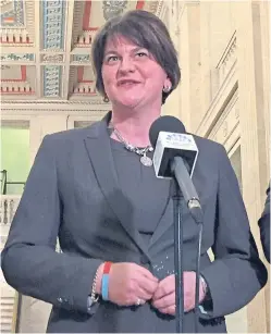  ?? Picture: PA. ?? Democratic Unionist Party leader Arlene Foster warned that a customs parity with Britain was a “red line”.